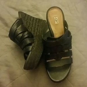 UGG Black Wedge Sandle
